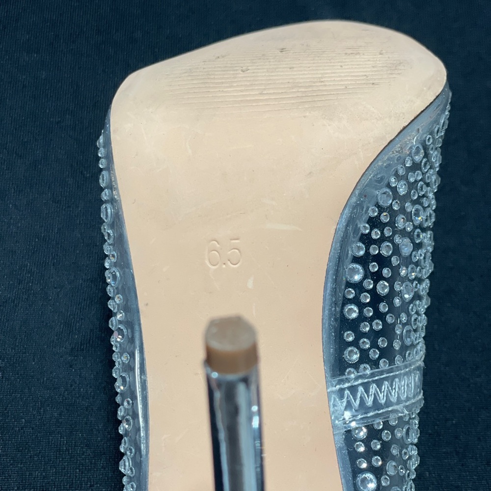 STEVE MADDEN Rhinestone Clear Plastic / Silver Stilettos High Heels 6.5 - Picture 6 of 16